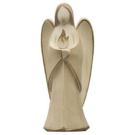 Guardian angel with flame, Harmonie design, patinated wood, Val Gardena