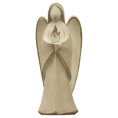 Guardian angel with flame, Harmonie design, patinated wood, Val Gardena 1