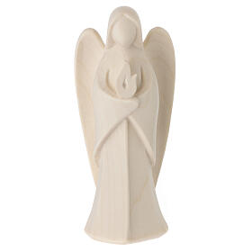 Guardian angel with flame, Harmonie design, natural wood from Val Gardena