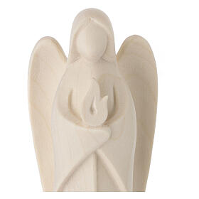 Guardian angel with flame, Harmonie design, natural wood from Val Gardena