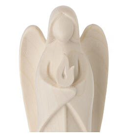 Harmonie guardian angel figure with flame with natural Valgardena wood