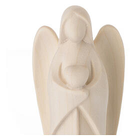 Guardian angel Harmonie holding a heart, Val Gardena natural wood