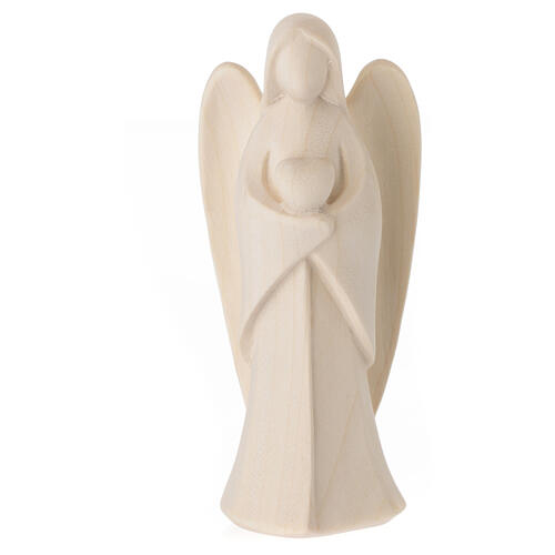 Guardian angel Harmonie holding a heart, Val Gardena natural wood 1