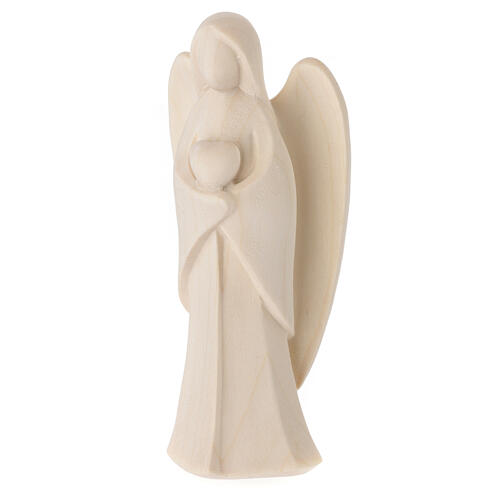 Guardian angel Harmonie holding a heart, Val Gardena natural wood 3