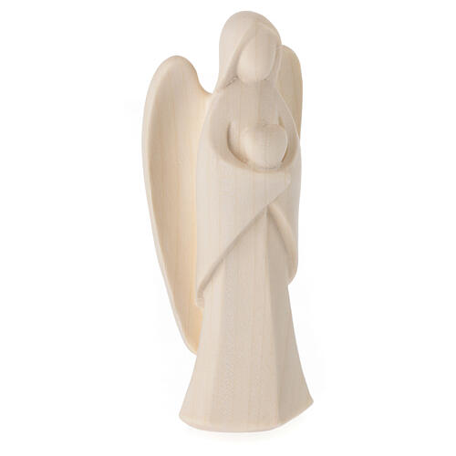 Guardian angel Harmonie holding a heart, Val Gardena natural wood 4