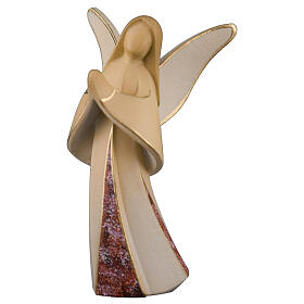 Angel Aram praying, red marble dress, Val Gardena wood