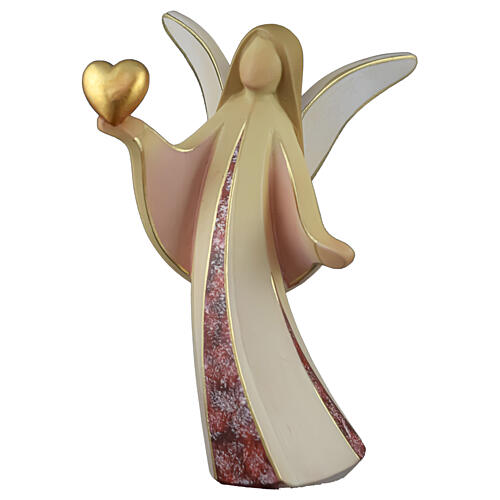 Angel Aram with golden heart, marbled dress, Val Gardena wood 1