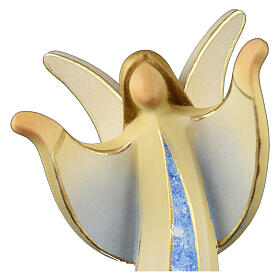 Blauer Marmorengel Aram mit offenen Armen Grödnertal Holz