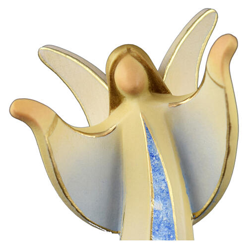 Blauer Marmorengel Aram mit offenen Armen Grödnertal Holz 2