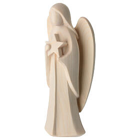 Ange gardien avec étoile en bois naturel Val Gardena