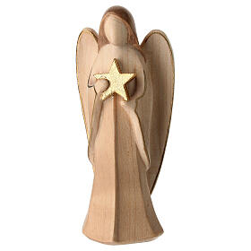 Ángel de la guarda con estrellas madera Val Gardena acabado natural lúcido