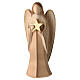 Angelo custode con stelle legno Val Gardena finitura naturale lucida s1