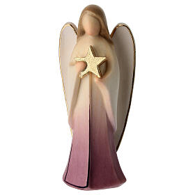 Ángel de la guarda con estrellas madera de Val Gardena acabado morado