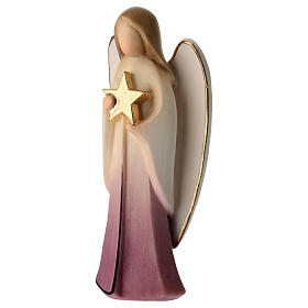 Ángel de la guarda con estrellas madera de Val Gardena acabado morado