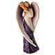 Angel statue with purple sponge effect finish in Val Gardena wood s1