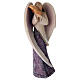 Angel statue with purple sponge effect finish in Val Gardena wood s3
