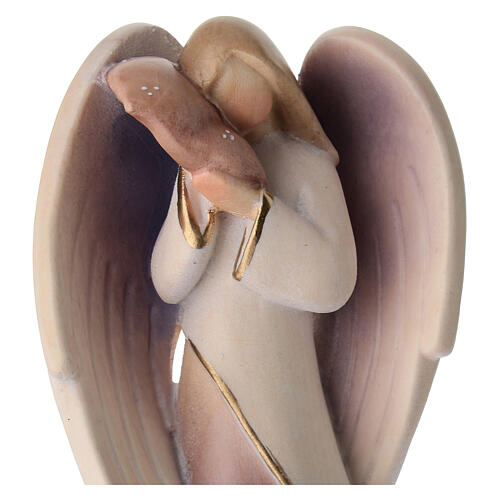 Angel statue with purple finish in Val Gardena wood 2