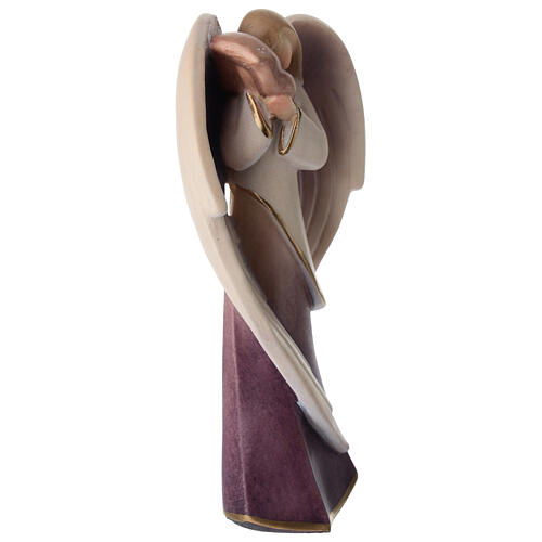Angel statue with purple finish in Val Gardena wood 4