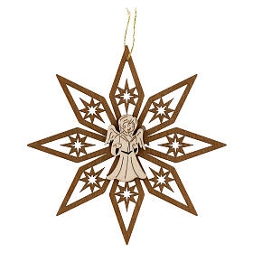 Addobbo legno Val Gardena angelo su stella 11 cm
