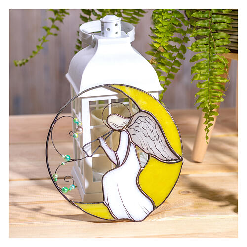 Glasbild, Engel mit Flöte auf Mondsichel 4