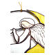 Ángel con flauta sobre la luna de vidrio colorido s3