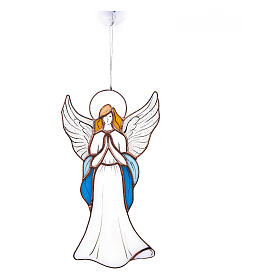 Hanging Praying Angel in Colored Glass