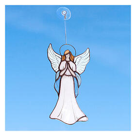 Hanging Praying Angel in Colored Glass