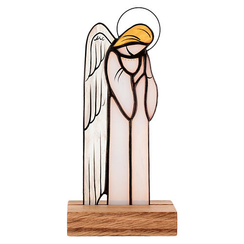 Guardian angel in coloured glass, free standing ornament 1