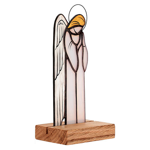 Ángel de la guarda de vidrio colorido de mesa 3