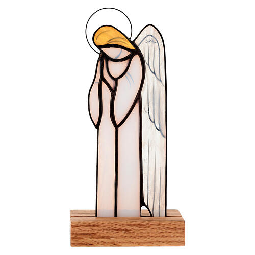 Ángel de la guarda de vidrio colorido de mesa 4