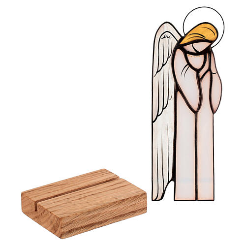 Ángel de la guarda de vidrio colorido de mesa 5