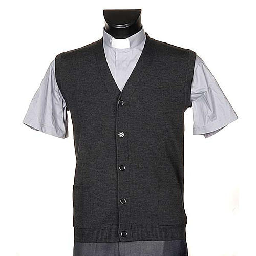 Dark grey waistcoat with buttons and pockets 1