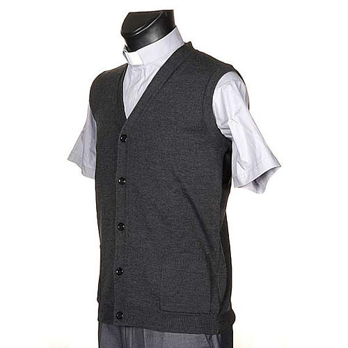 Dark grey waistcoat with buttons and pockets 2