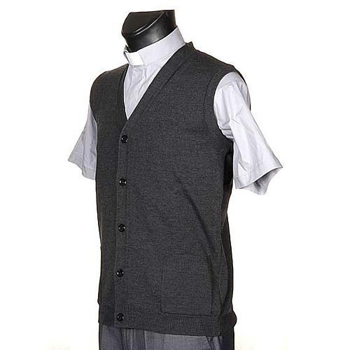 Gilet aperto con tasche grigio scuro 2
