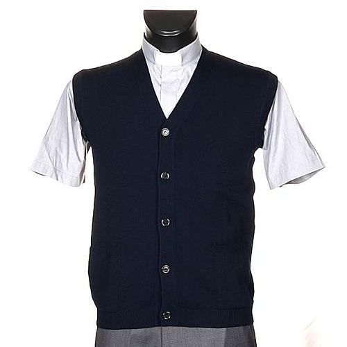 STOCK Blue waistcoat with buttons and pockets 1