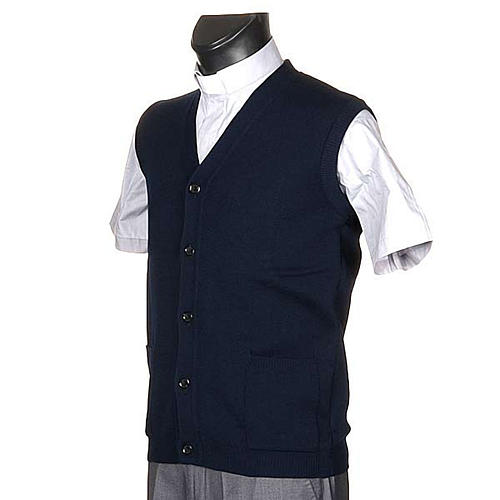 STOCK Blue waistcoat with buttons and pockets 2
