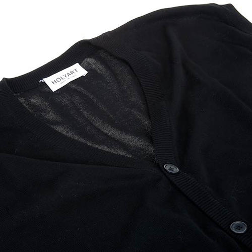 Open sleeveless cardigan, 100% black cotton 3