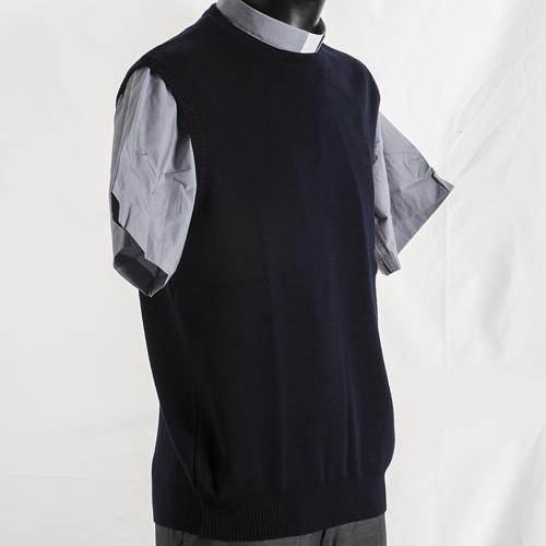 Crew-neck sleeveless cardigan, blue 3