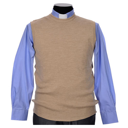 Gilet ras du cou beige 5