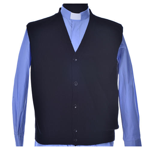 STOCK Sleeveless black cardigan, 100% cashmere wool 1