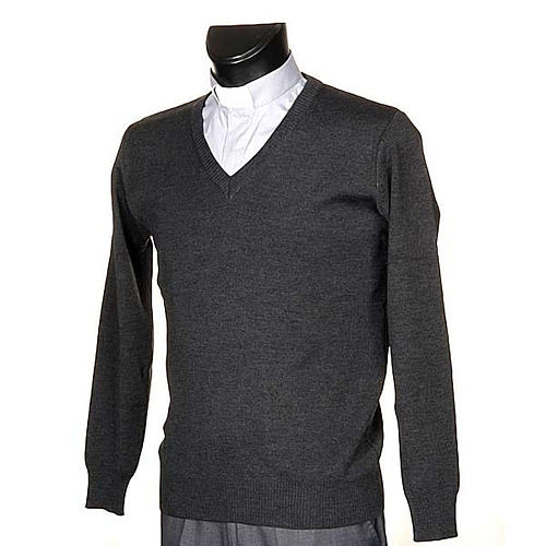 Pullover collo V grigio scuro 2