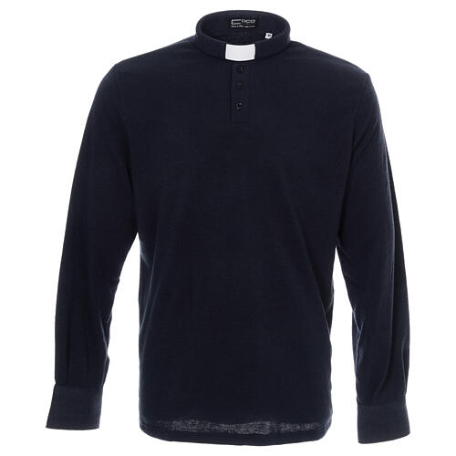 Blue turtleneck sweatshirt for priest, wool blend Cococler 1