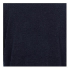 Camisola polo M/L azul escuro em tecido misto lã Cococler