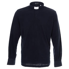 Clergy sweater polo blue in mixed wool Cococler