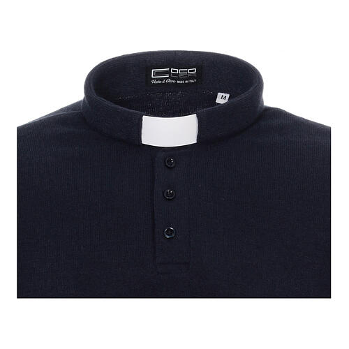 Clergy sweater polo blue in mixed wool Cococler 4