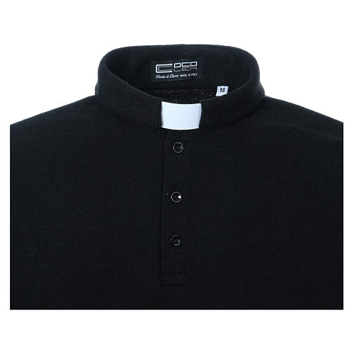 Sweter dla kapłana polo czarny z Mieszanej Wełny Cococler 4