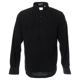 Black long sleeve clergy shirt sweater Mixed Wool