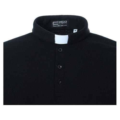 Black long sleeve clergy shirt sweater Mixed Wool Cococler 4
