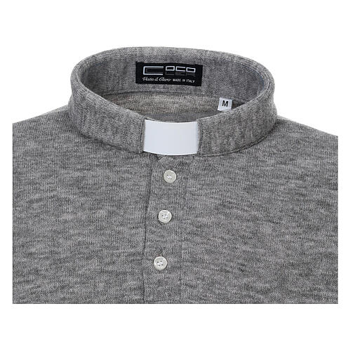 Light grey turtleneck sweatshirt for priest, wool blend 3
