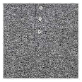 Polo manches longues gris tissu mixte laine Cococler